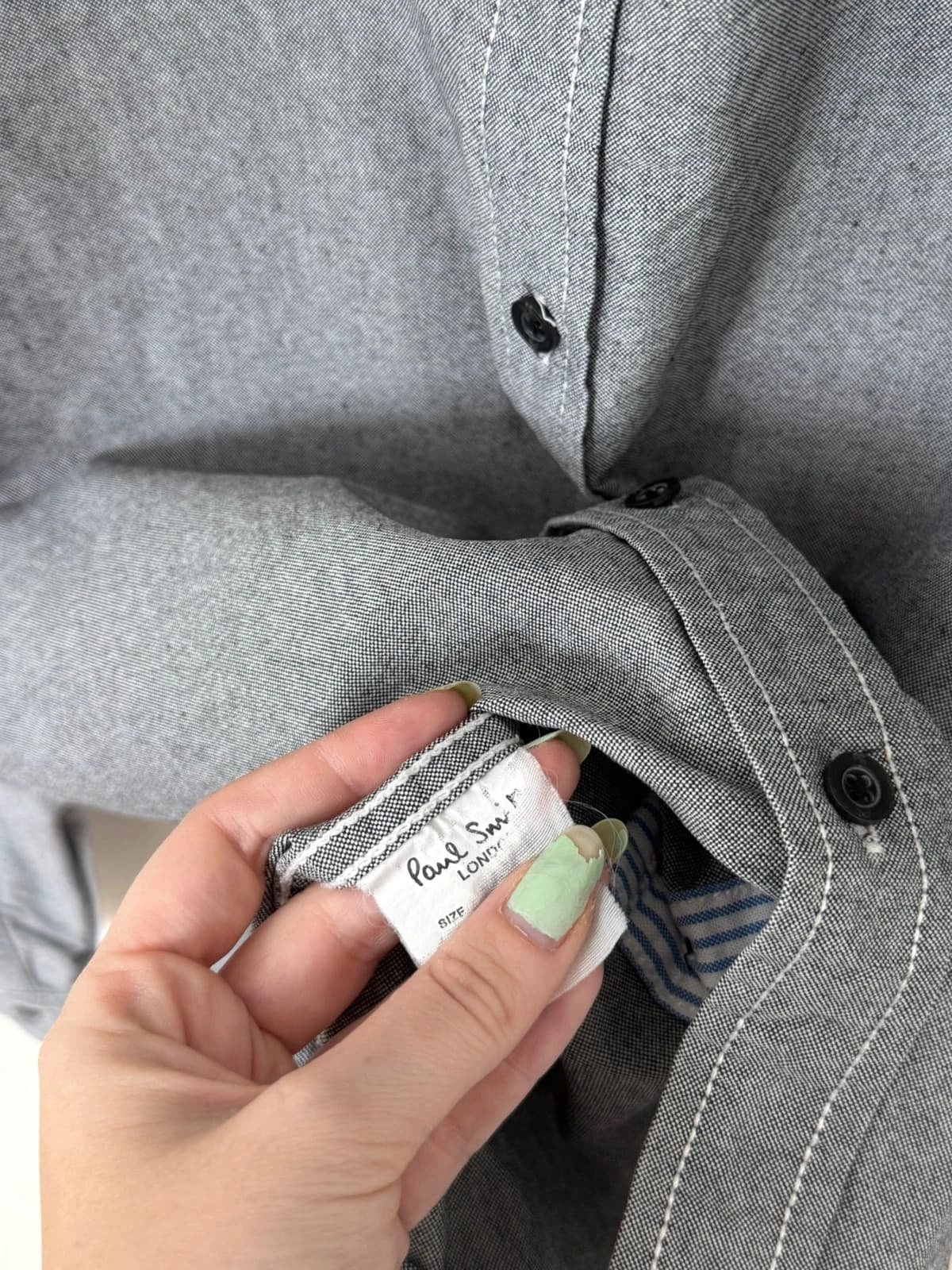 Chemise Paul Smith brodée grise coupe droite taille M - VG26041 - Photo 7/9