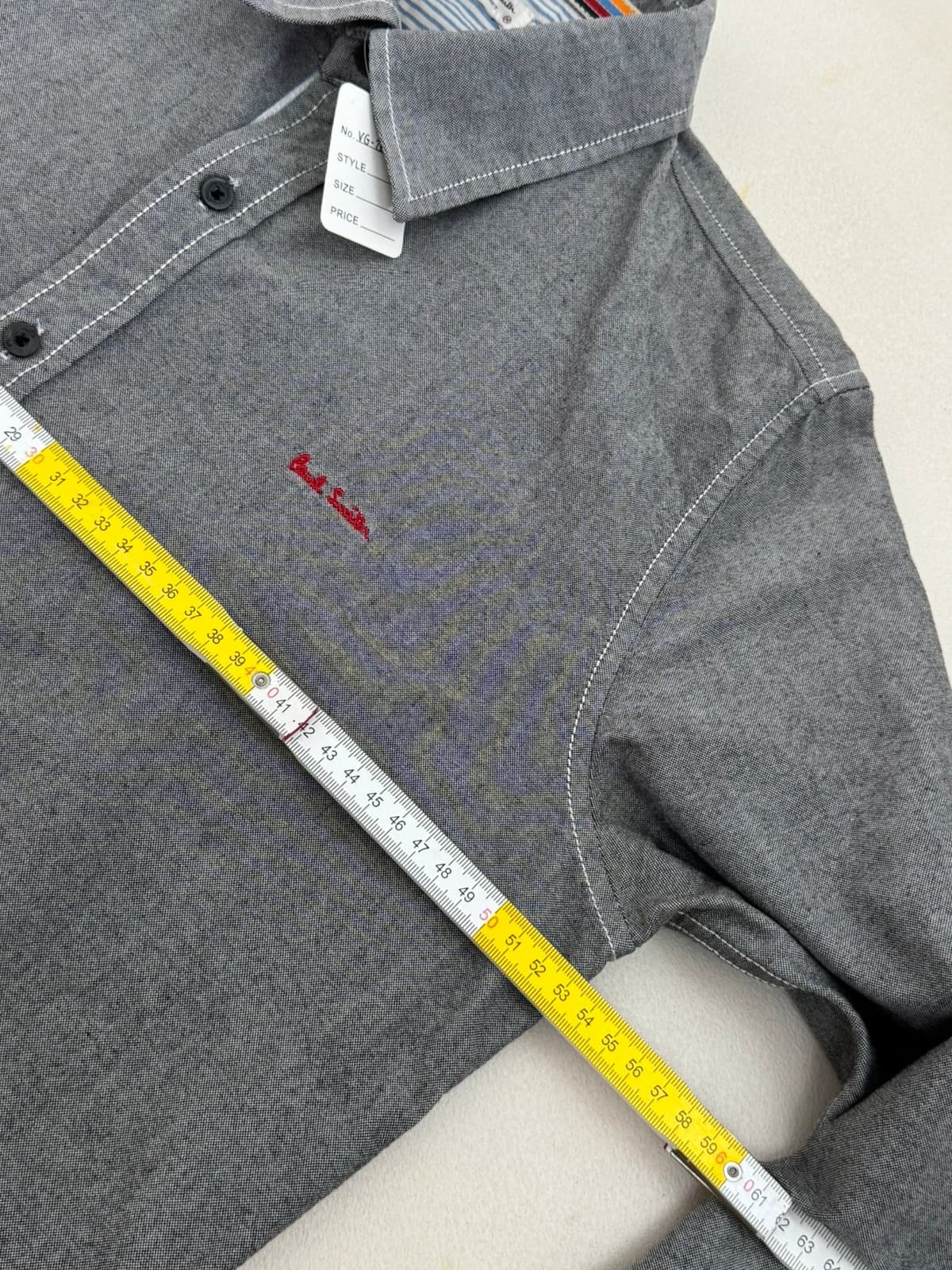 Chemise Paul Smith brodée grise coupe droite taille M - VG26041 - Photo 8/9