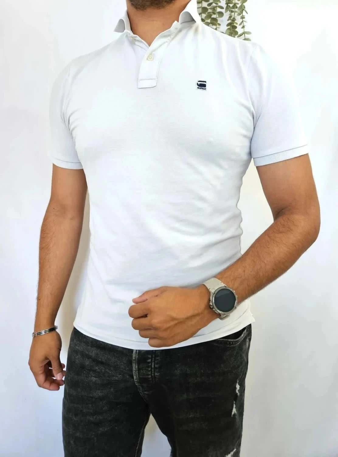 Polo blanc G-Star Raw logo brodé taille S - Photo 1/5
