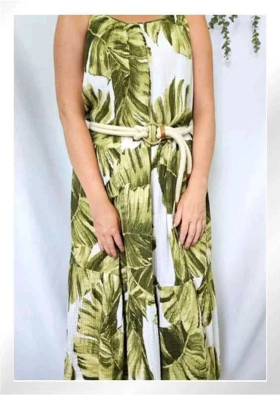 Robe longue H&M motif Monstera taille S - Photo 2/7