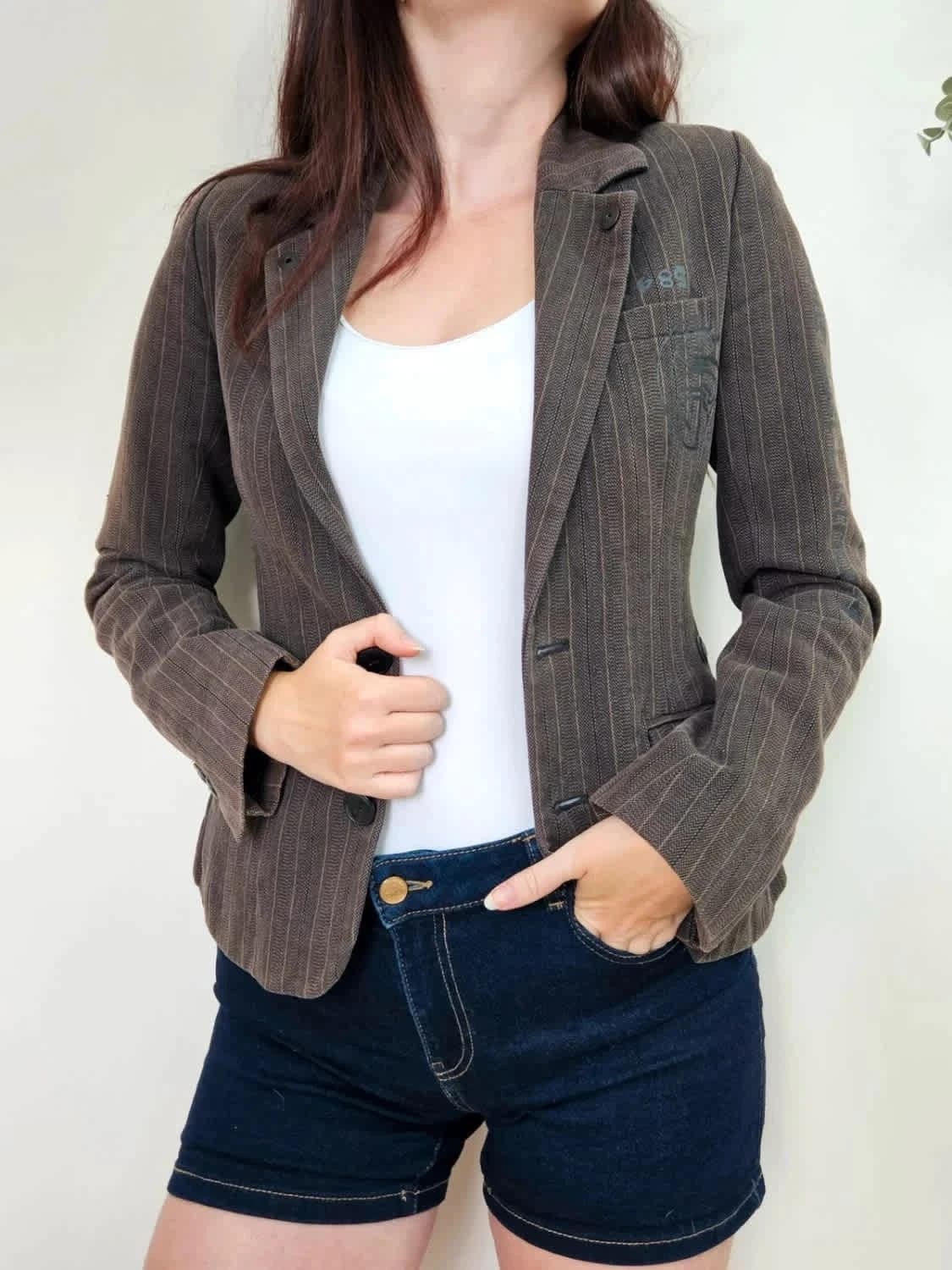 Blazer G-Star Raw marron à rayures taille XS - Photo 1/12
