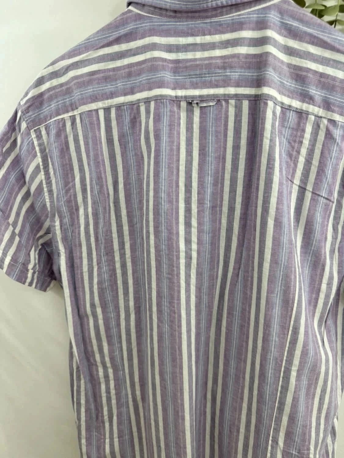 Chemise violette à rayures manches courtes lin Boss taille XL - Photo 6/11