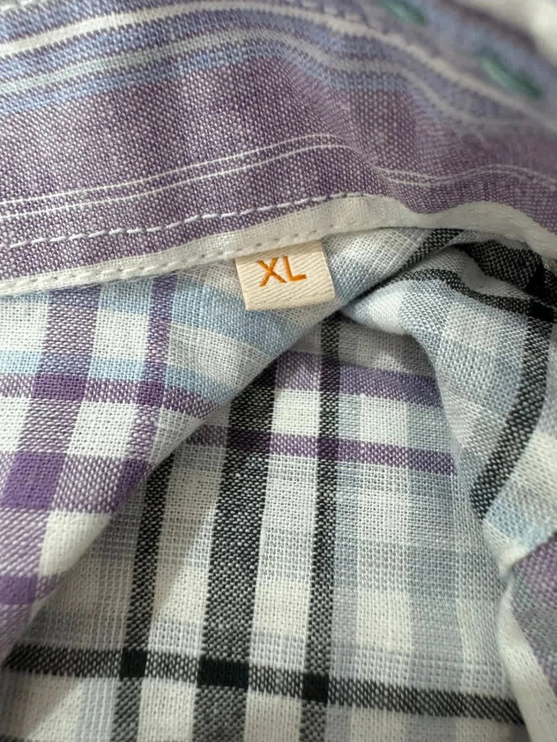 Chemise violette à rayures manches courtes lin Boss taille XL - Photo 8/11