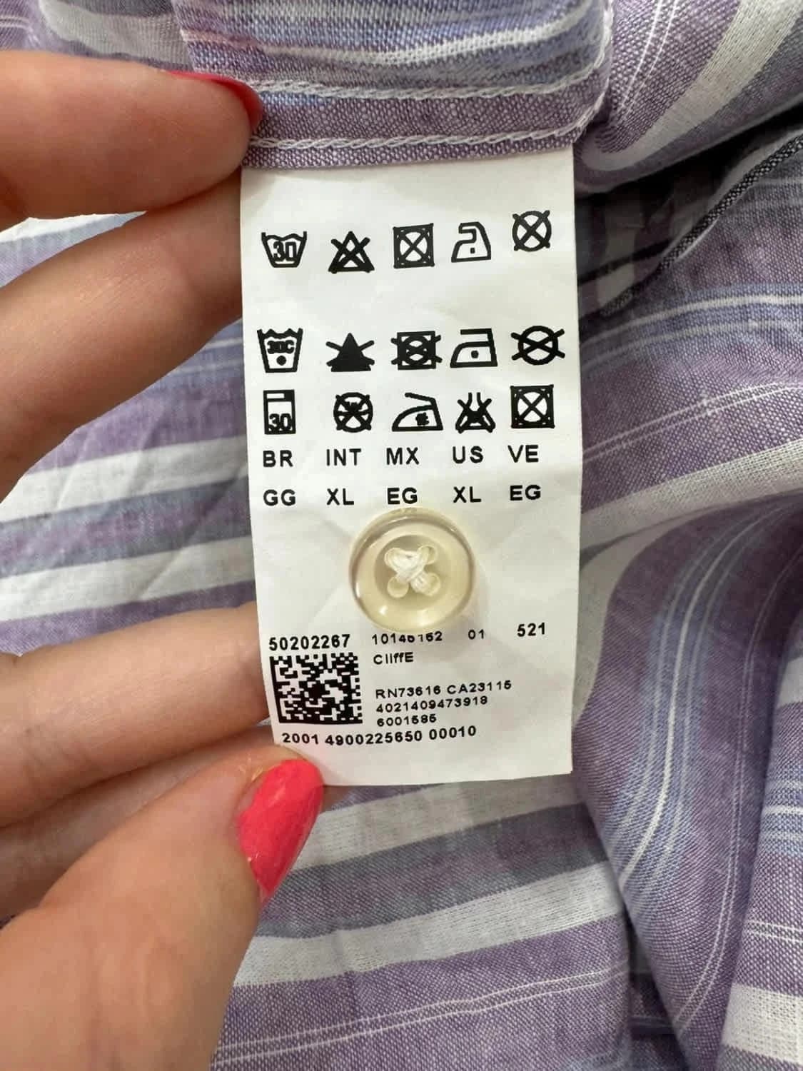 Chemise violette à rayures manches courtes lin Boss taille XL - Photo 9/11