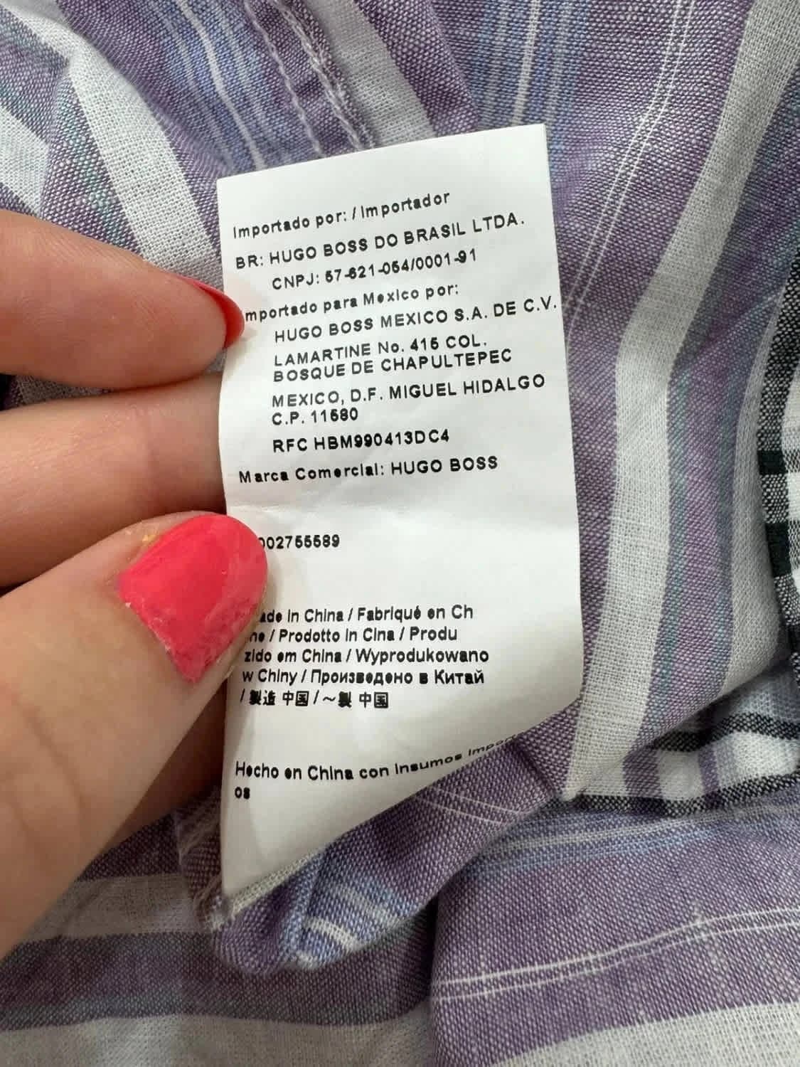Chemise violette à rayures manches courtes lin Boss taille XL - Photo 11/11