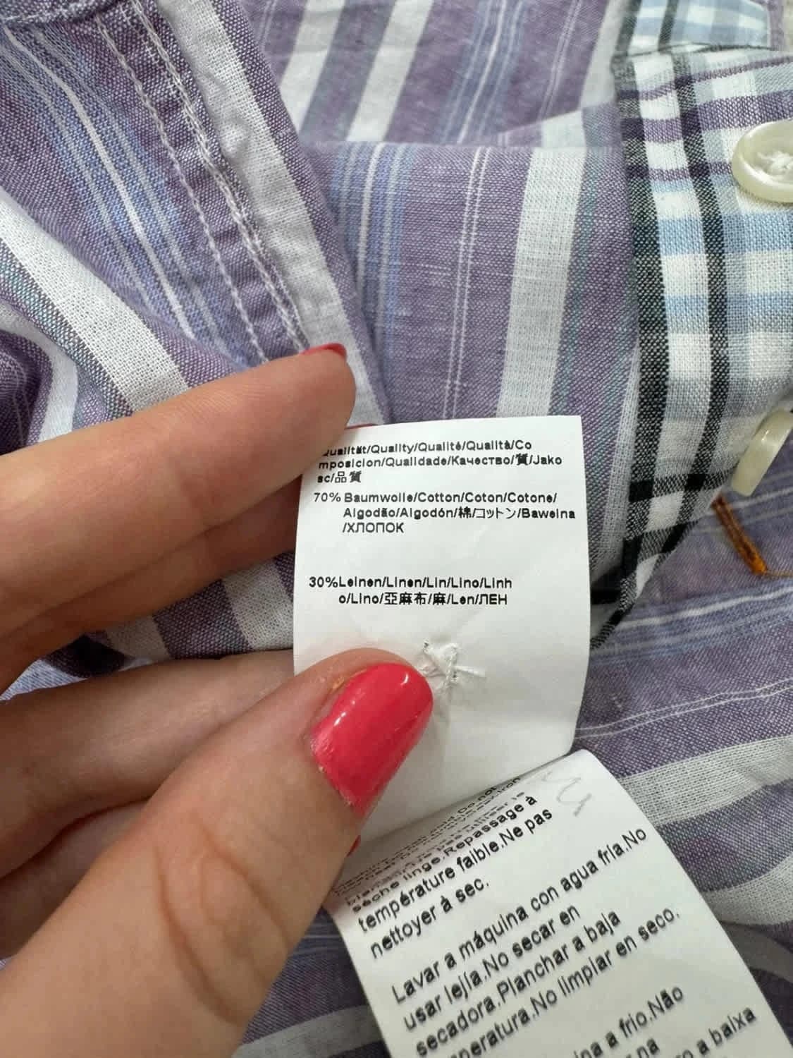 Chemise violette à rayures manches courtes lin Boss taille XL - Photo 10/11