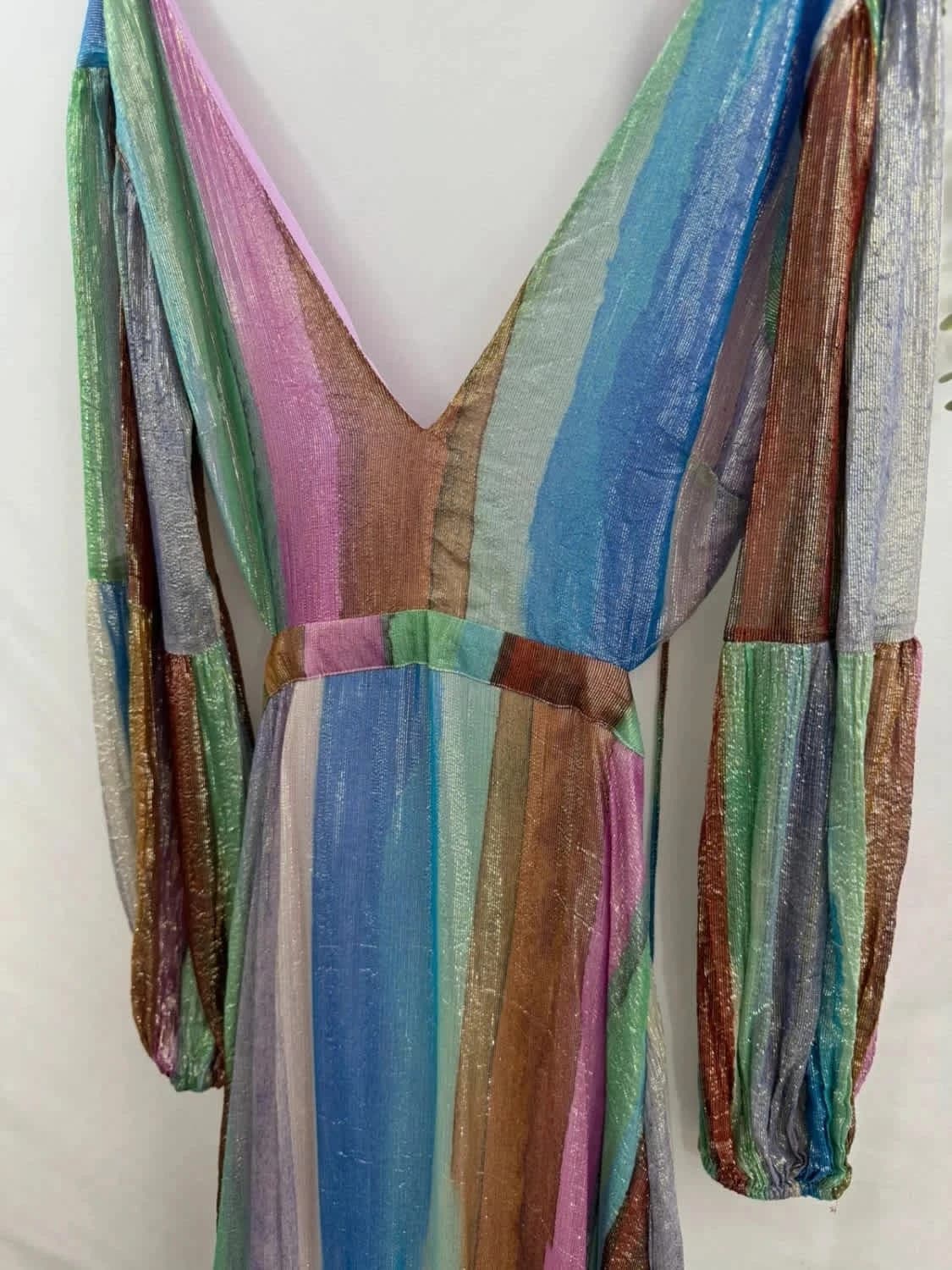 Robe longue métallisée fleurie dos nu Nasty Gal taille 36 - Photo 3/6