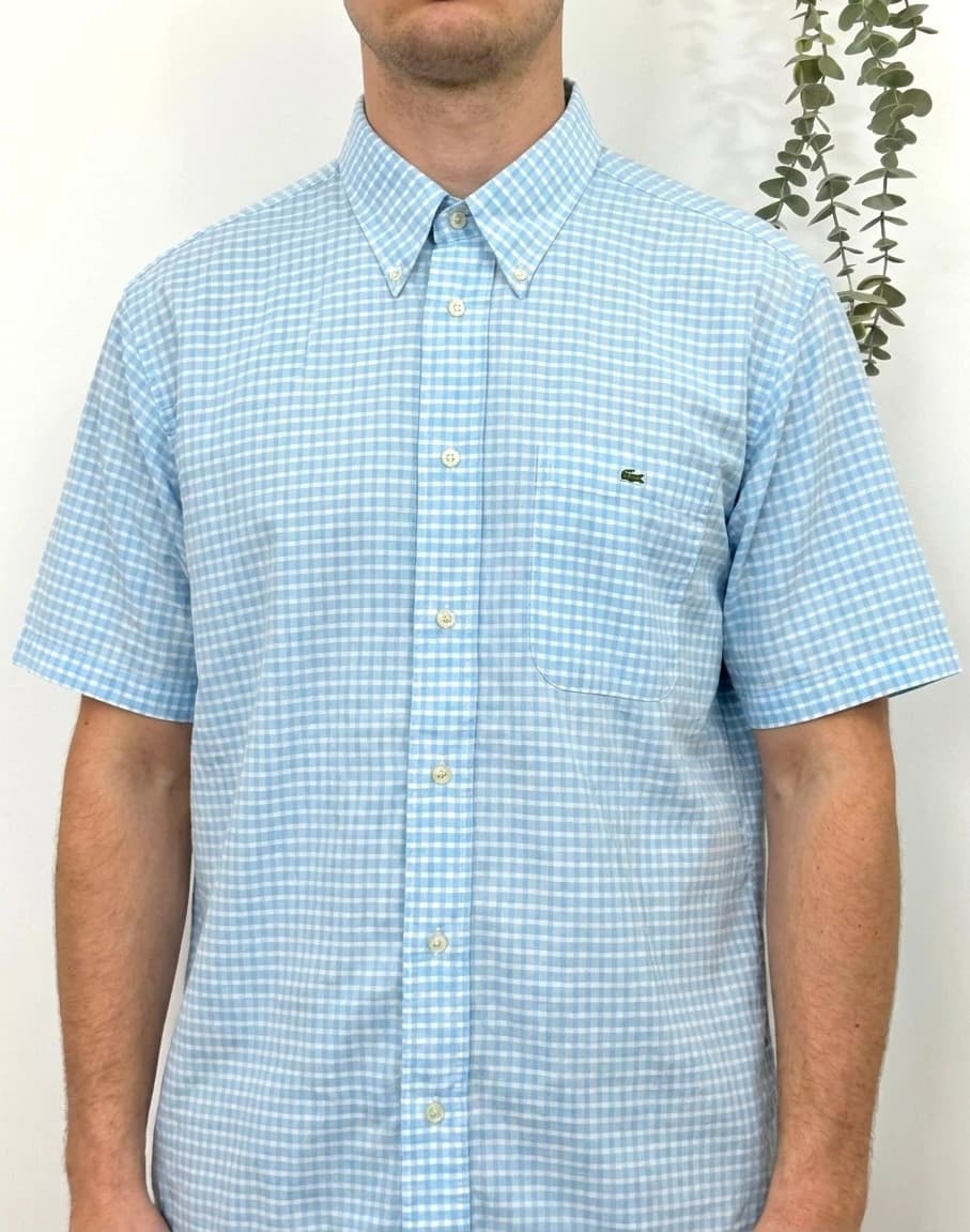 Chemise manches courtes vichy Lacoste bleu ciel taille 42/L - FP260179 - Photo 1/7