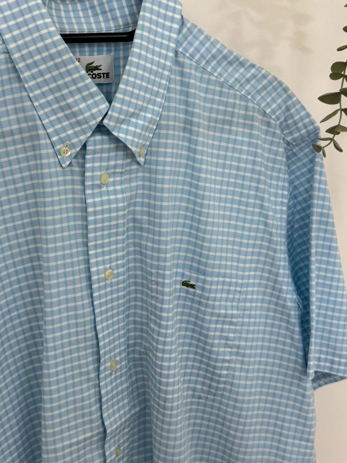Chemise manches courtes vichy Lacoste bleu ciel taille 42/L - FP260179 - Photo 3/7