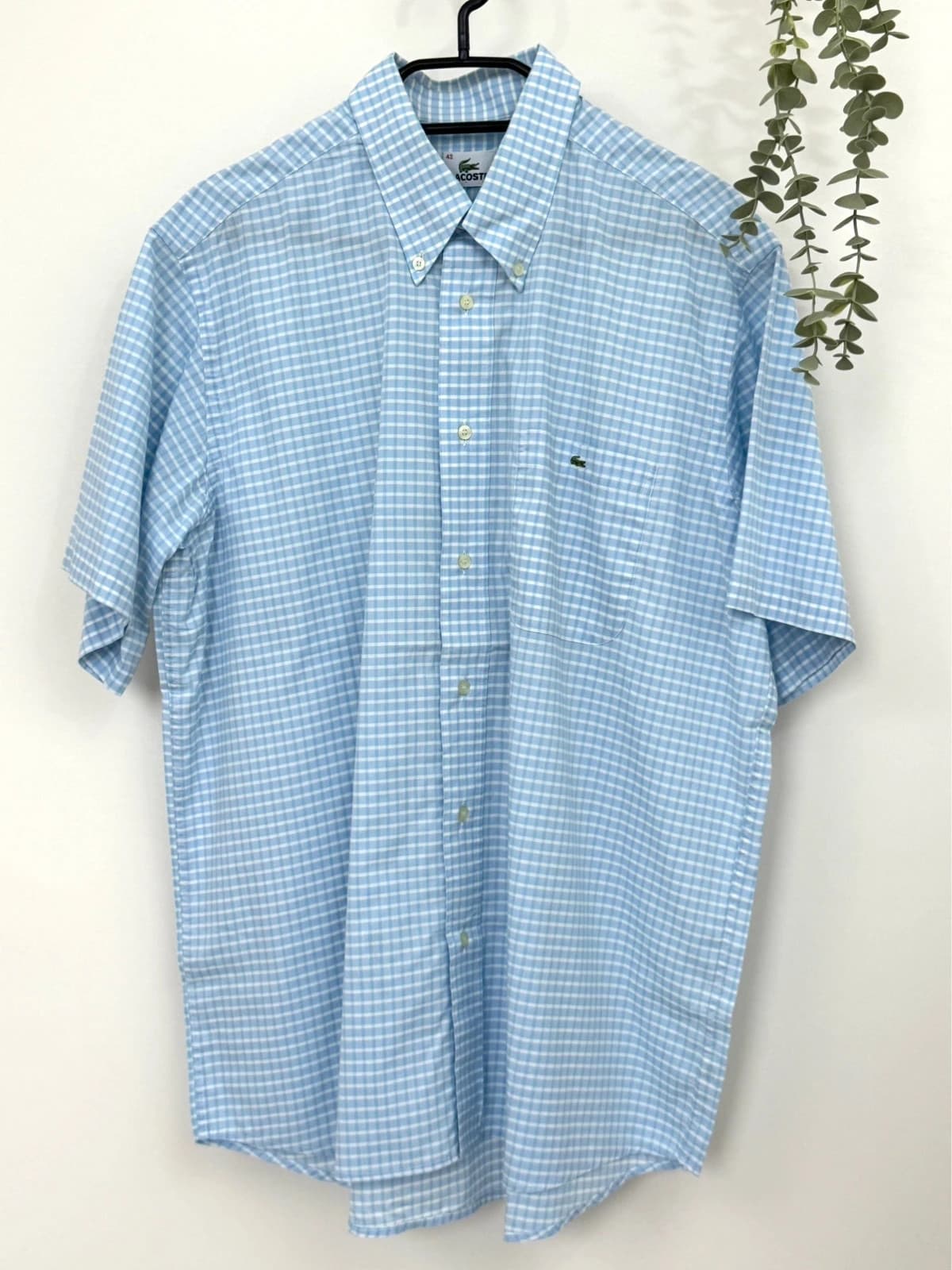Chemise manches courtes vichy Lacoste bleu ciel taille 42/L - FP260179 - Photo 2/7