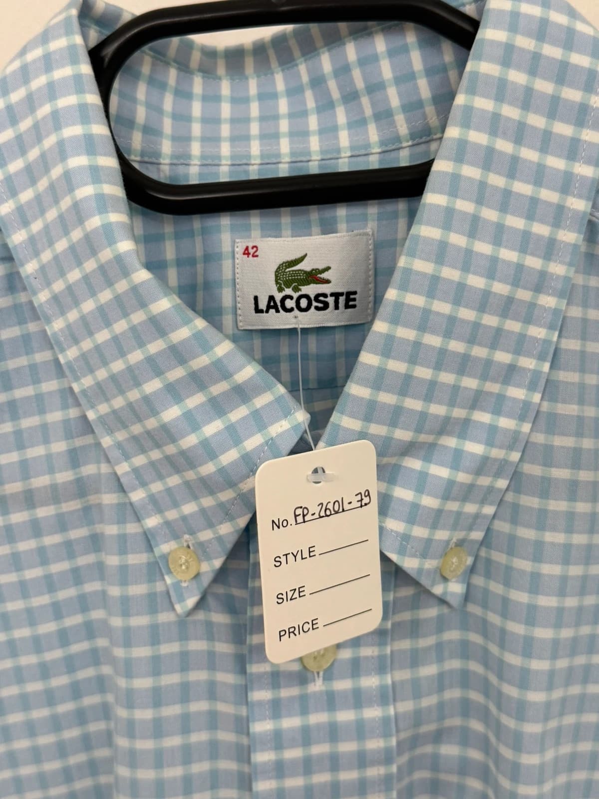 Chemise manches courtes vichy Lacoste bleu ciel taille 42/L - FP260179 - Photo 4/7
