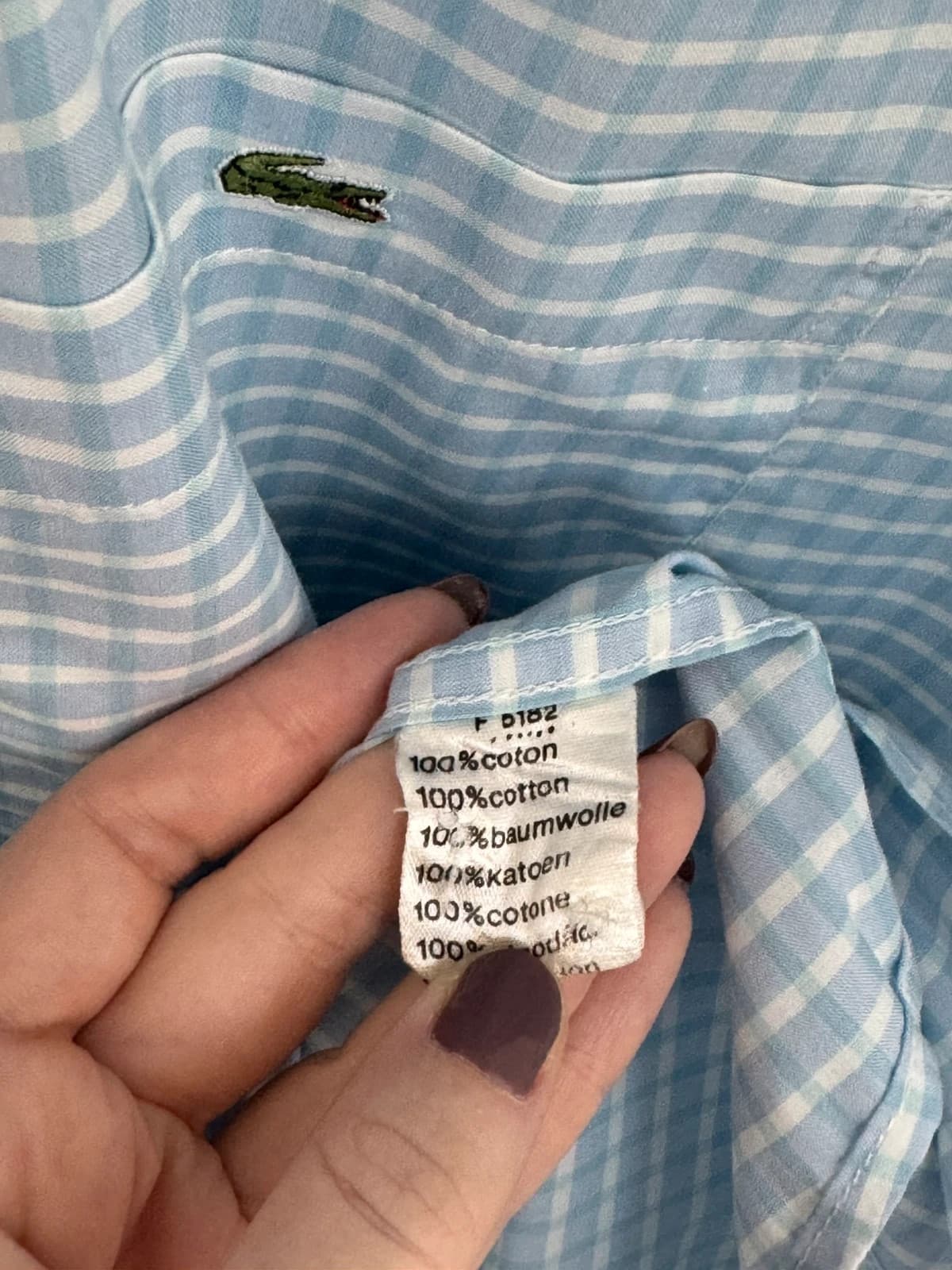 Chemise manches courtes vichy Lacoste bleu ciel taille 42/L - FP260179 - Photo 5/7