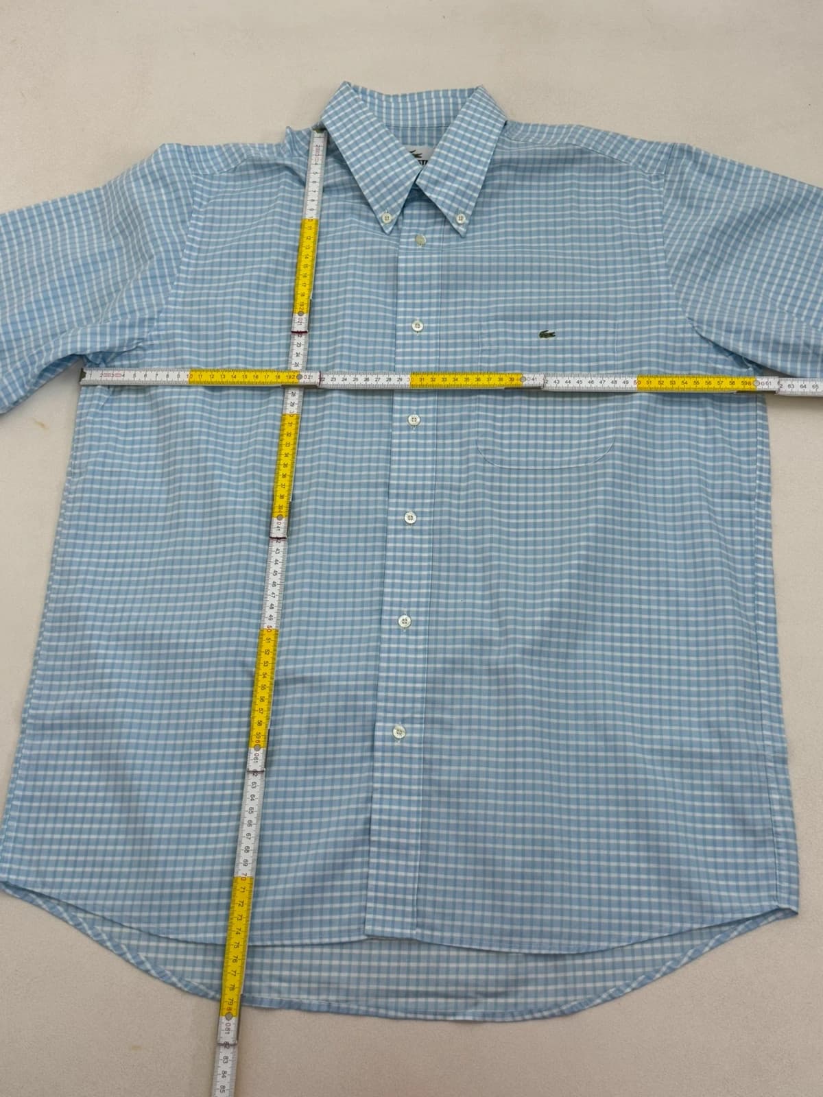 Chemise manches courtes vichy Lacoste bleu ciel taille 42/L - FP260179 - Photo 7/7
