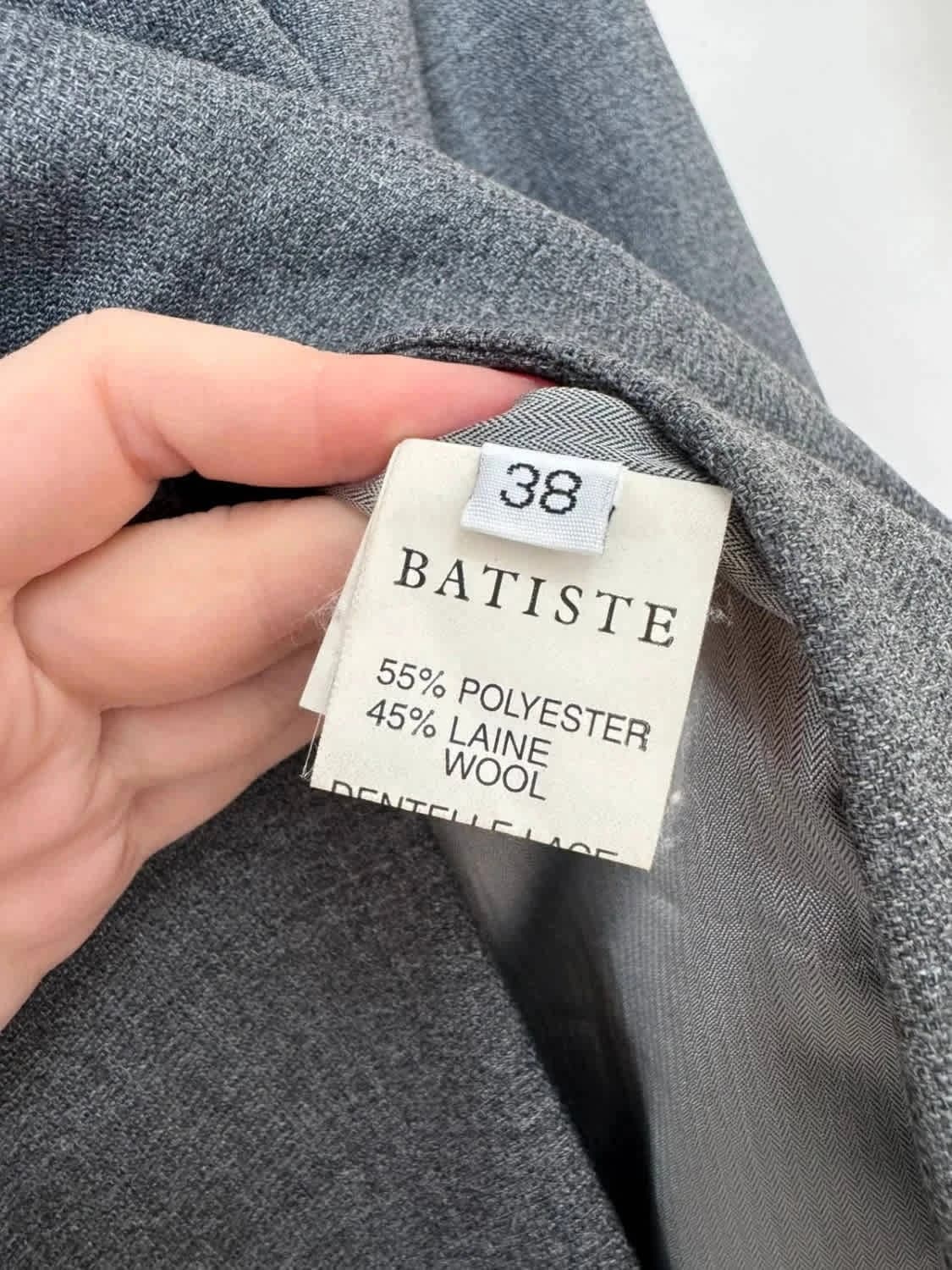 Blazer gris Batiste Paris - Boutons fleurs dorées & dentelle taille 38 - Photo 6/10