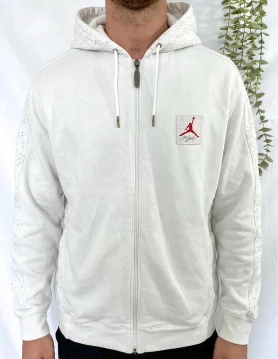 Sweat à capuche/Full zip oversize blanc Jordan flight taille M - Photo 1/12