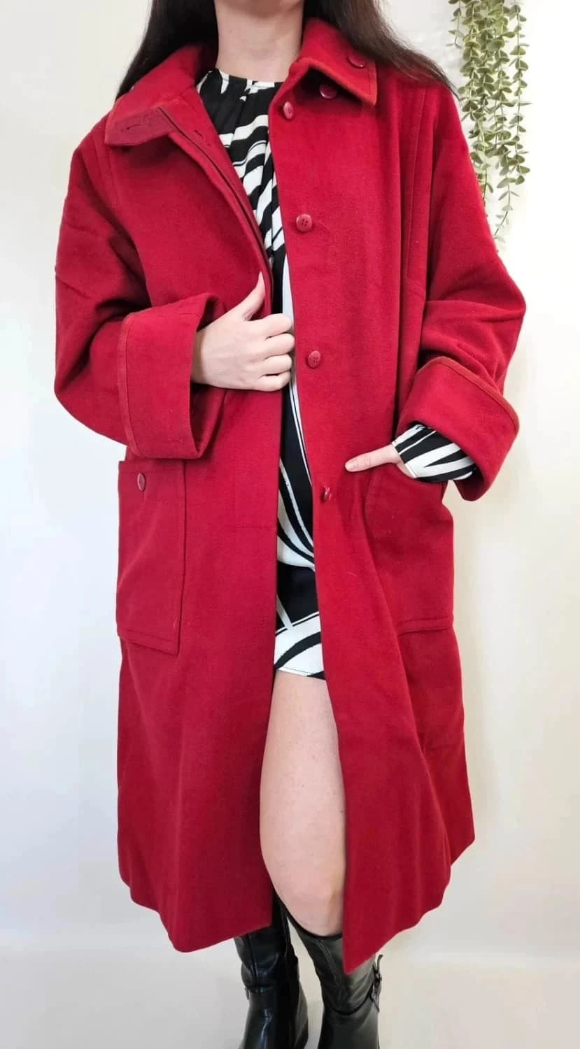 Manteau Weill rouge en laine et cachemire taille XL - Photo 1/7