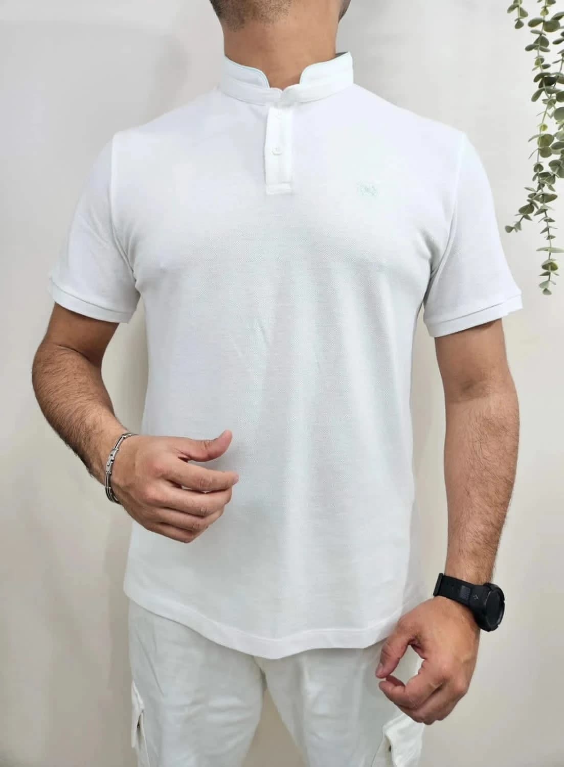 Polo blanc The Kooples logo brodé col Mao taille XL - Photo 1/6