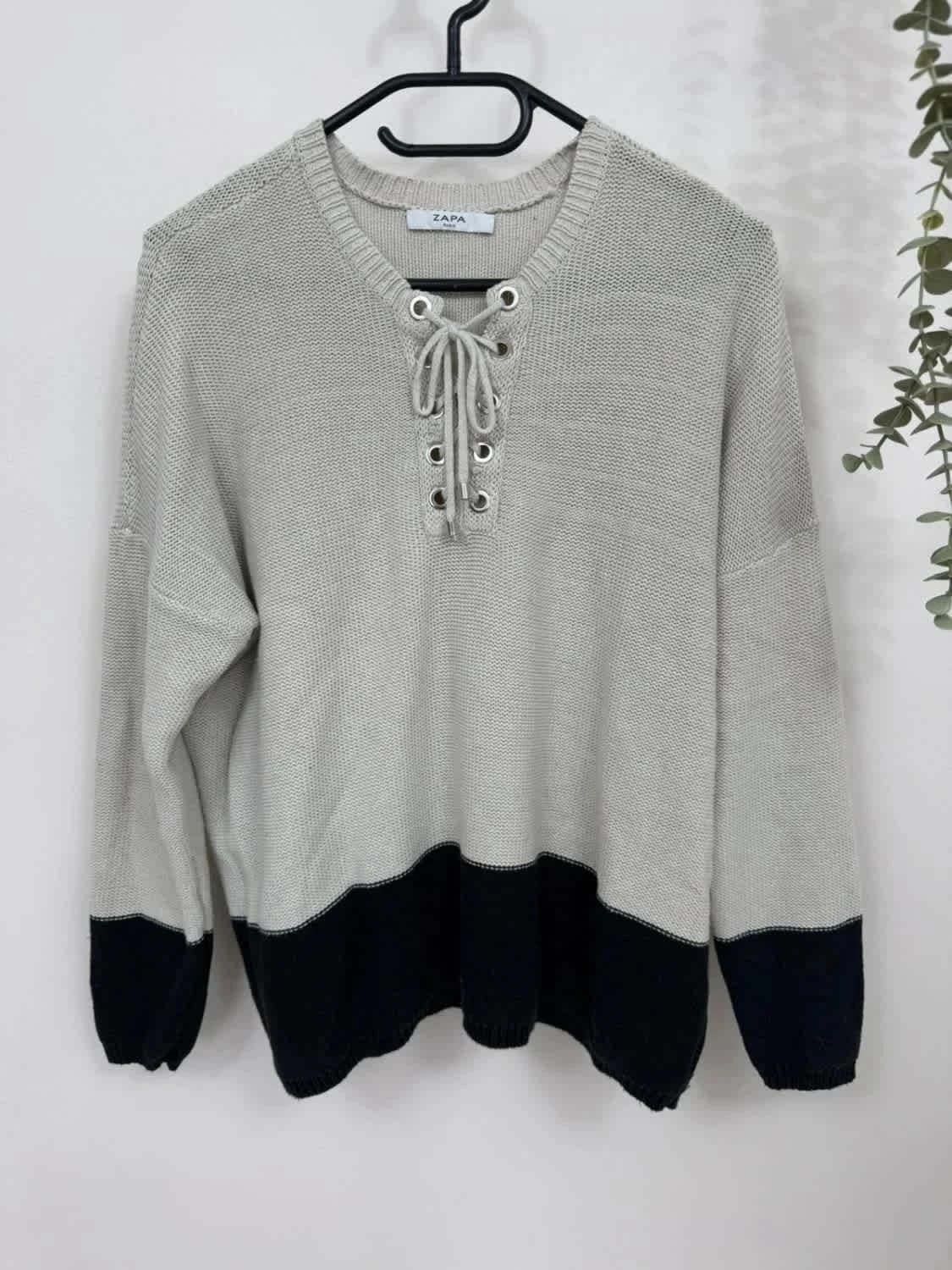 Pull en maille Zapa crème et blanc avec cordons taille S - Photo 2/6