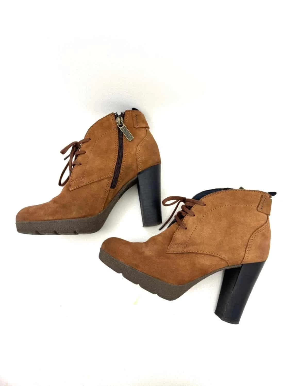 Bottines talon cuir suédé Tommy Hilfiger camel taille 36 - Photo 2/15