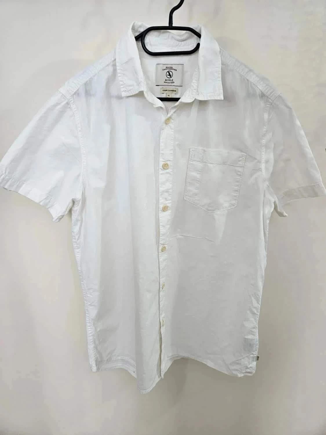 Chemise manches courtes blanche Aigle 100% coton coupe classique taille XL - Photo 2/7