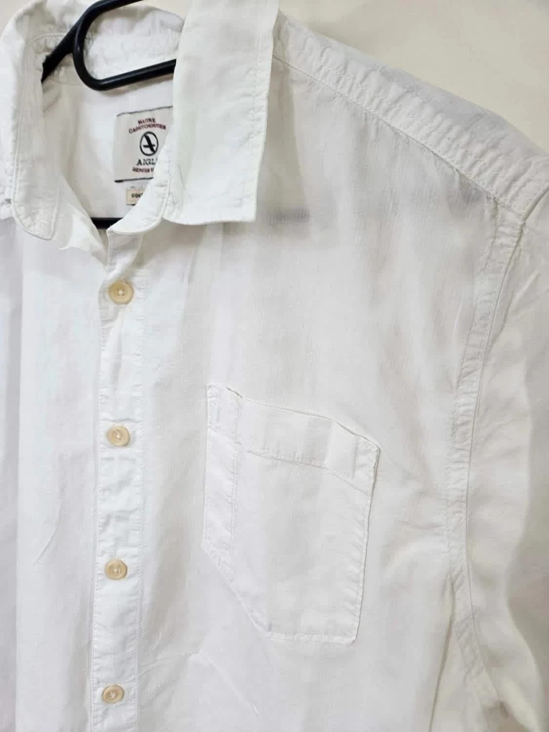 Chemise manches courtes blanche Aigle 100% coton coupe classique taille XL - Photo 4/7