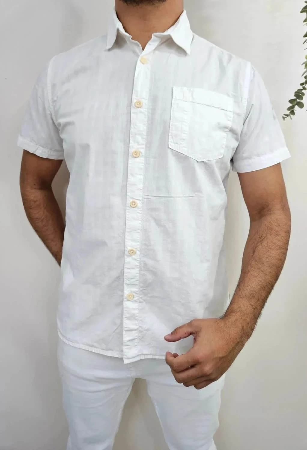 Chemise manches courtes blanche Aigle 100% coton coupe classique taille XL - Photo 1/7