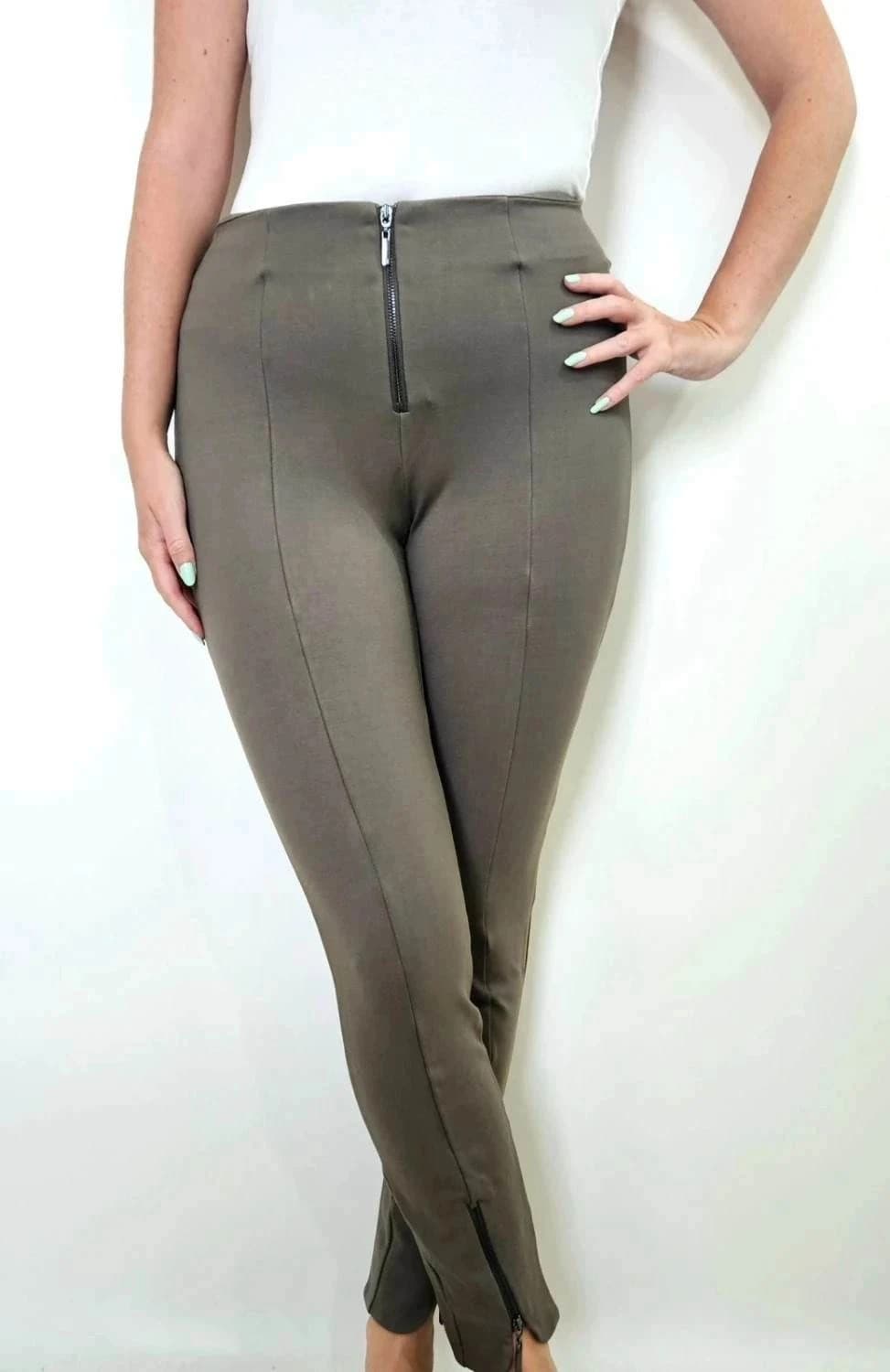 Jegging Guess Marciano Los Angeles stretch kaki/marron zips taille S - Photo 1/7