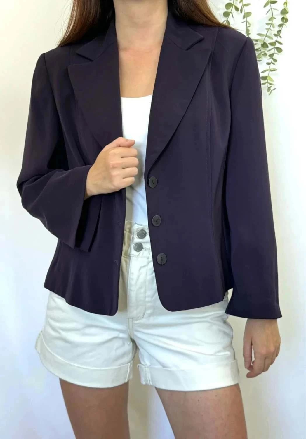 Veste Blazer violet épaulette 123 taille L - Photo 1/6