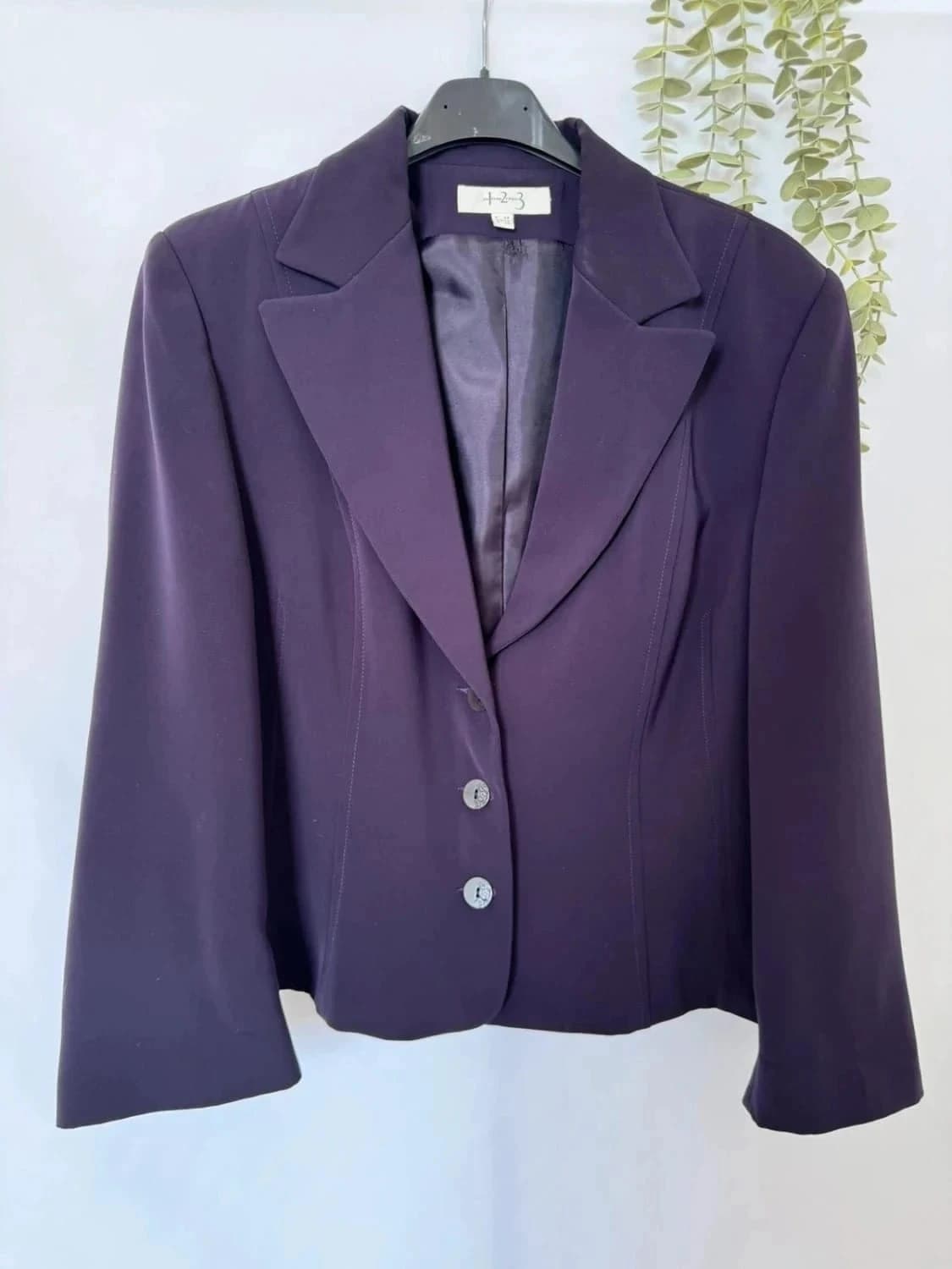 Veste Blazer violet épaulette 123 taille L - Photo 2/6