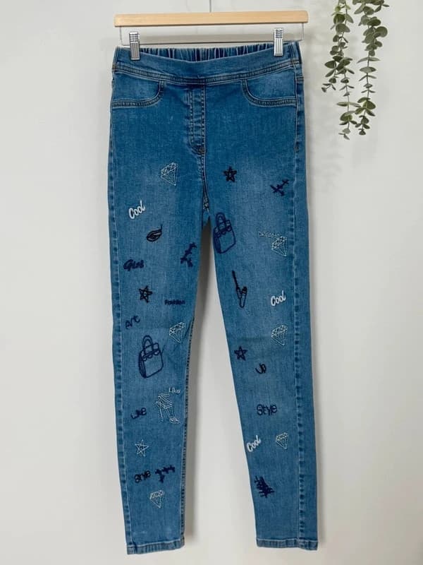 Jegging skinny Calzedonia brodé bleu taille M/36-38 - Photo 2/9