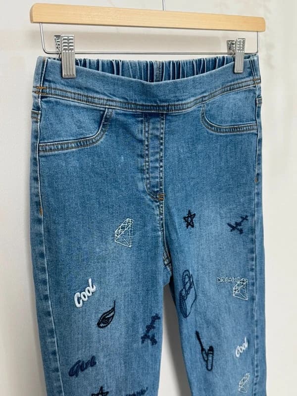 Jegging skinny Calzedonia brodé bleu taille M/36-38 - Photo 3/9