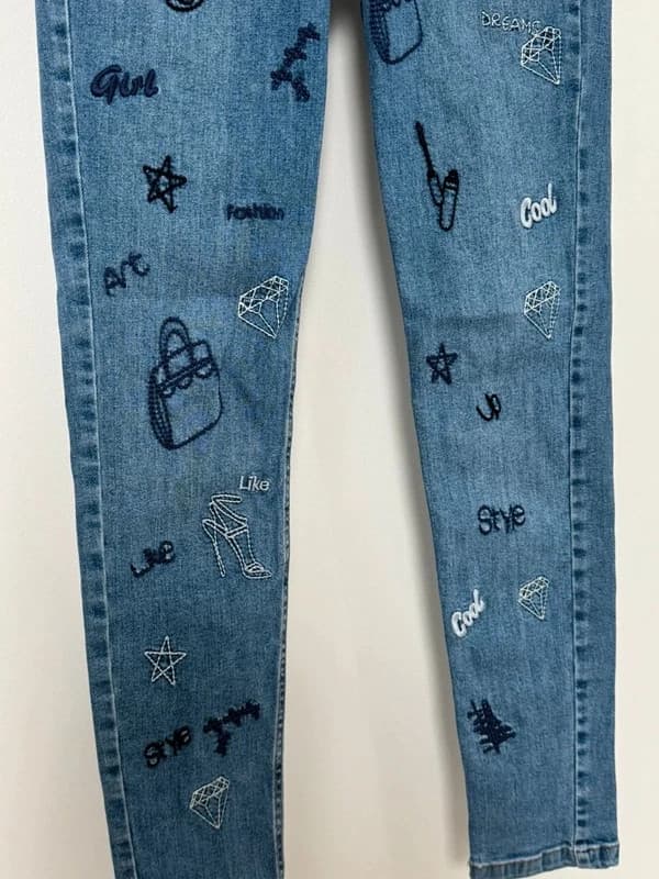 Jegging skinny Calzedonia brodé bleu taille M/36-38 - Photo 4/9