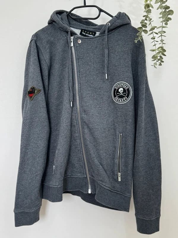 Sweat zip asymétrique capuche The Kooples Sport gris anthracite taille M - Photo 2/11