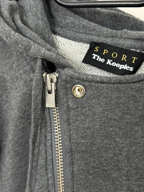 Sweat zip asymétrique capuche The Kooples Sport gris anthracite taille M - Photo 6/11