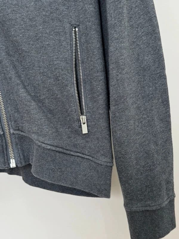 Sweat zip asymétrique capuche The Kooples Sport gris anthracite taille M - Photo 7/11