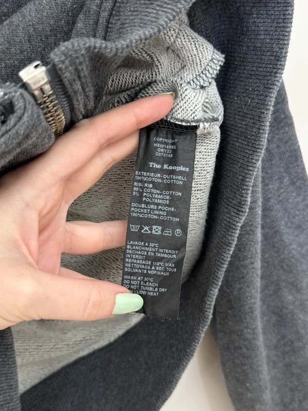 Sweat zip asymétrique capuche The Kooples Sport gris anthracite taille M - Photo 8/11