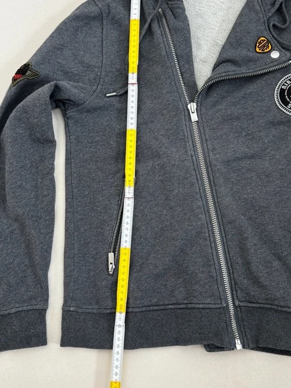 Sweat zip asymétrique capuche The Kooples Sport gris anthracite taille M - Photo 11/11