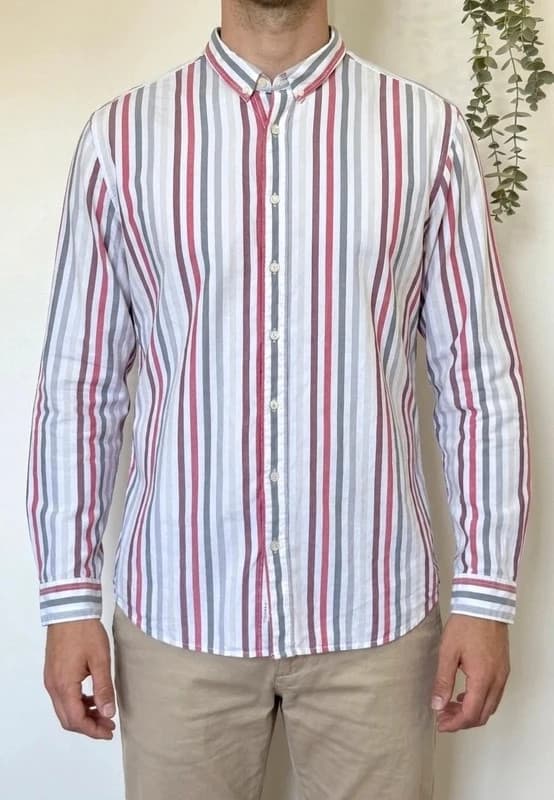 Chemise rayée Aigle coupe ajustée blanc rouge gris taille 3XL - FP260351 - Photo 1/10
