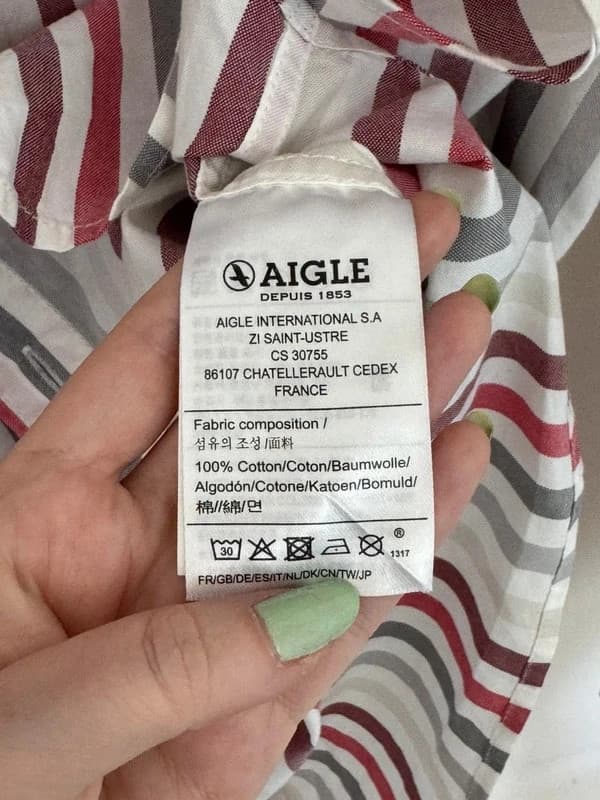 Chemise rayée Aigle coupe ajustée blanc rouge gris taille 3XL - FP260351 - Photo 4/10