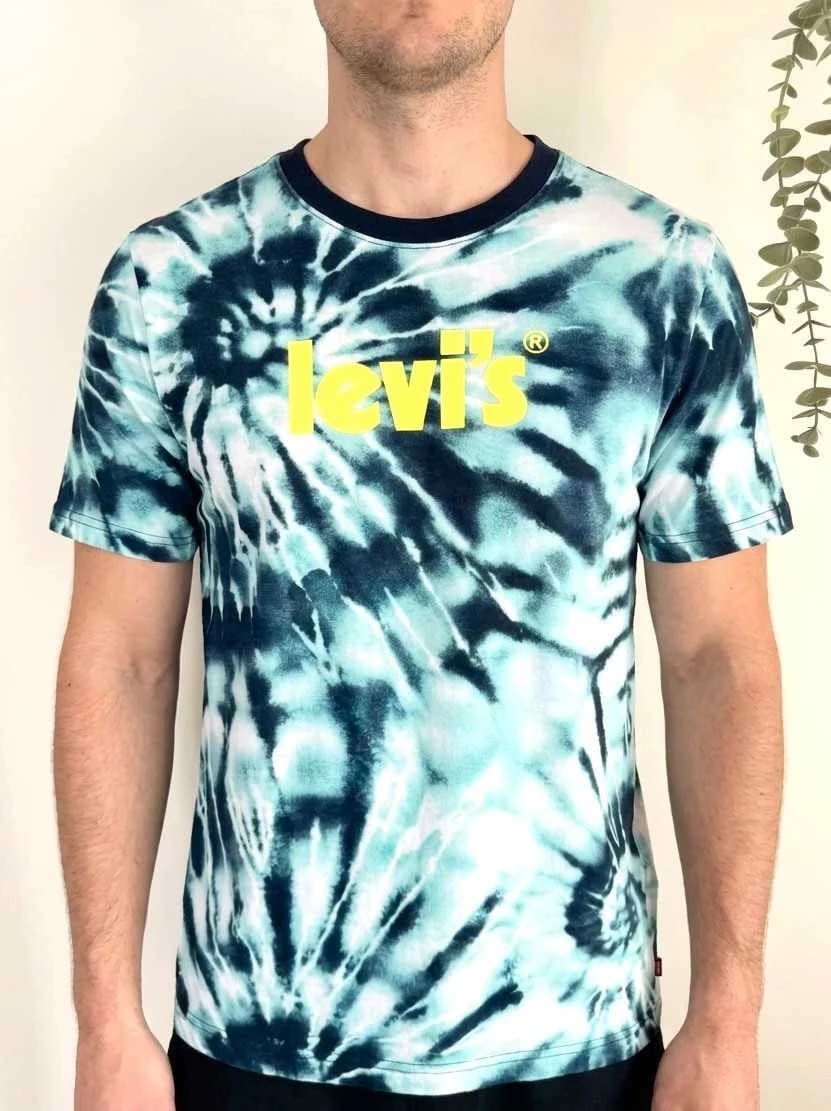 T-shirt coton tie dye Levi’s bleu vert logo poitrine taille XS - FP2512134 - Photo 1/7