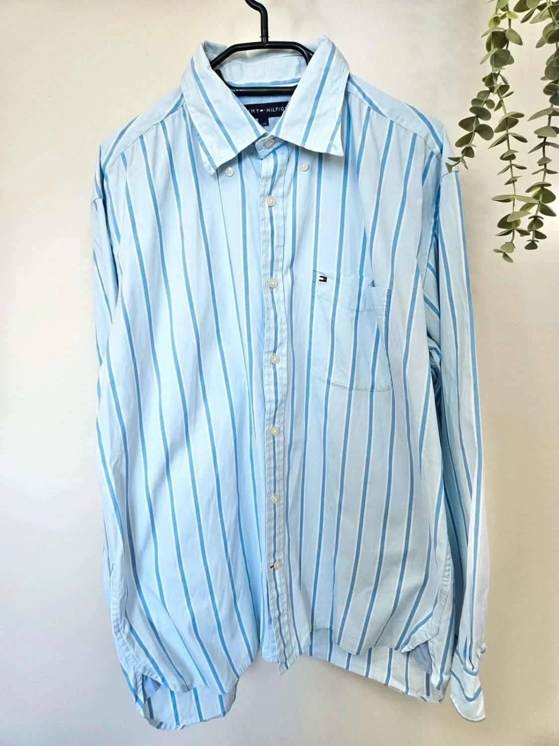 Chemise rayée Tommy Hilfiger bleu clair taille L - Photo 2/6