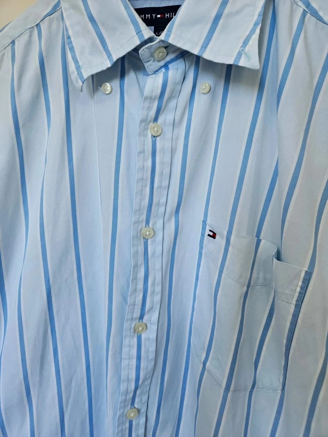 Chemise rayée Tommy Hilfiger bleu clair taille L - Photo 3/6