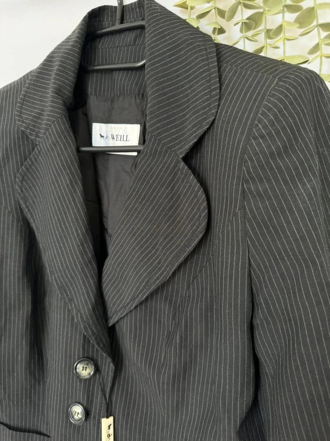 Blazer noir à rayures Weill en laine et en lin - Photo 5/8