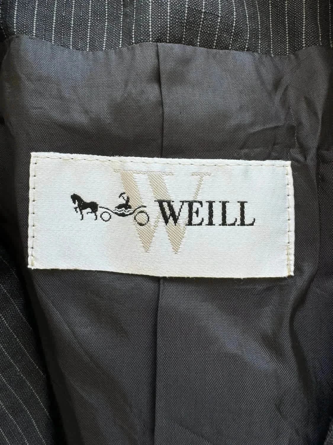Blazer noir à rayures Weill en laine et en lin - Photo 7/8