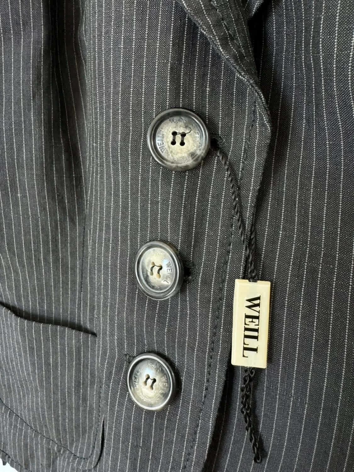Blazer noir à rayures Weill en laine et en lin - Photo 3/8