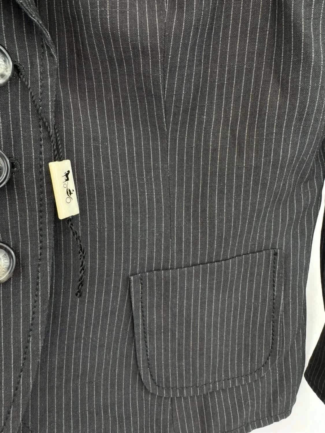 Blazer noir à rayures Weill en laine et en lin - Photo 4/8