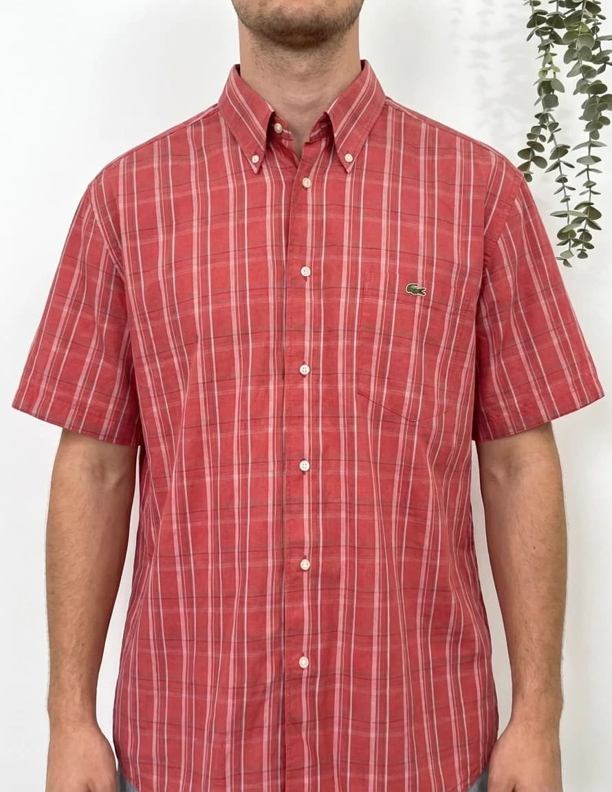 Chemise manches courtes à carreaux Lacoste rouge taille 42/L - FP260185 - Photo 1/7