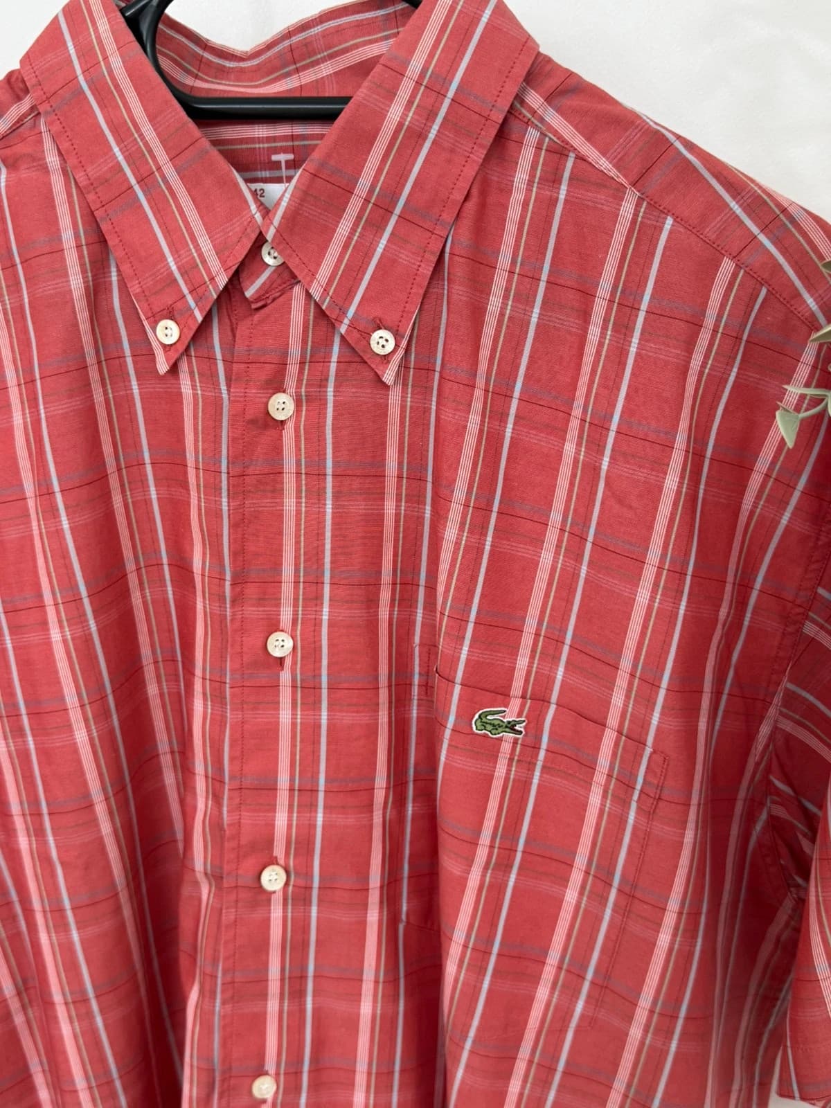 Chemise manches courtes à carreaux Lacoste rouge taille 42/L - FP260185 - Photo 3/7