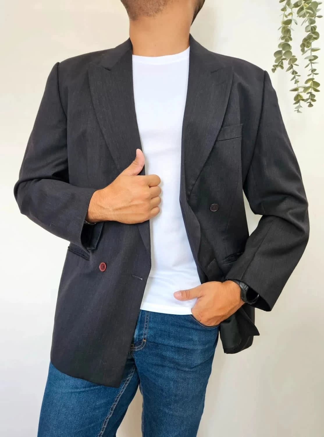 Veste croisée/Blazer Daniel Hechter 100% laine super 100 Luigi Botto taille 52/XL - Photo 1/7