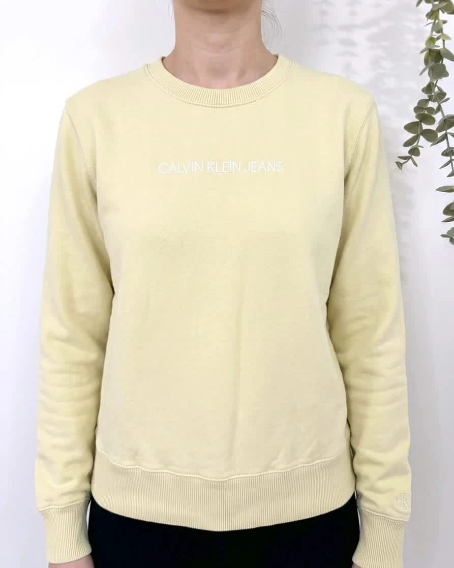 Sweat Crewneck coton Calvin Klein Jeans jaune clair logo taille XS - FP2512111 - Photo 1/9